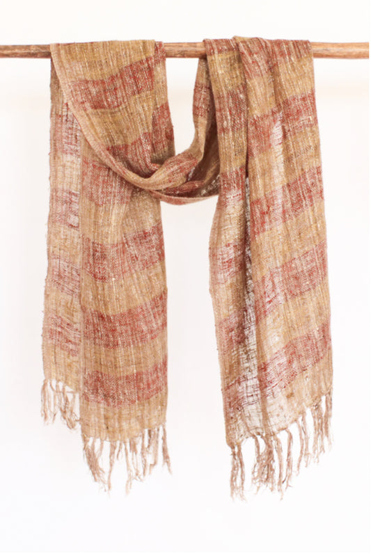 Wild Silk Scarf Natural + Nato Bark Stripe, Medium
