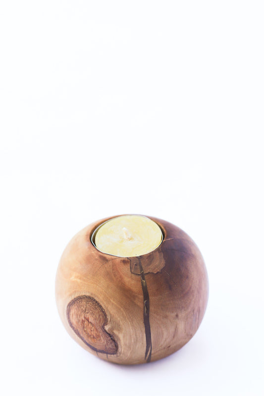 Olive Wood Tea light Candle Holder