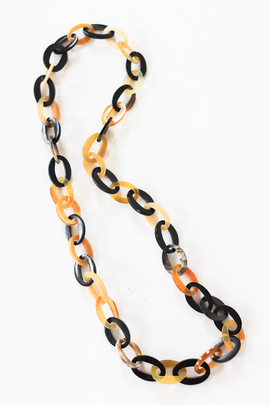 Horn Chain Necklace, Oval
