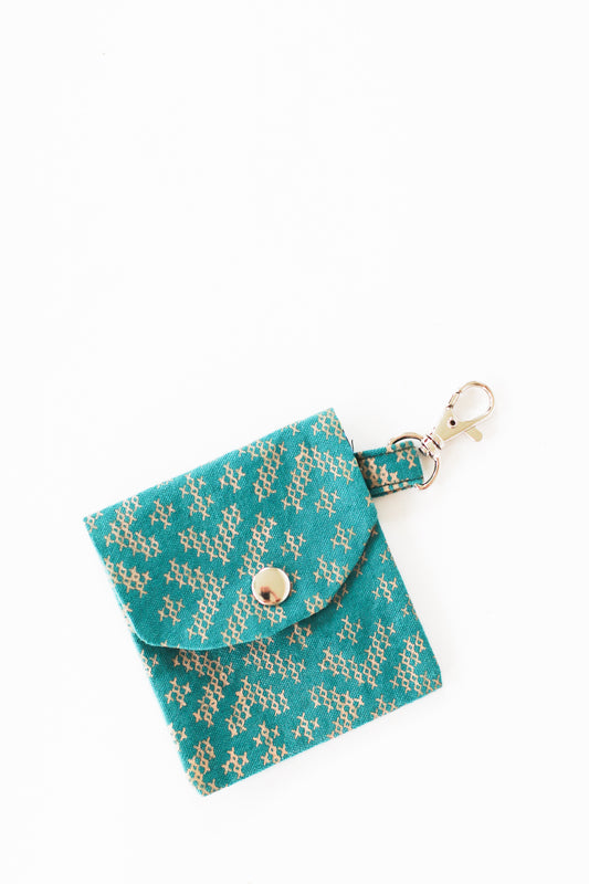 Canvas ID Pouch, Stitched Teal