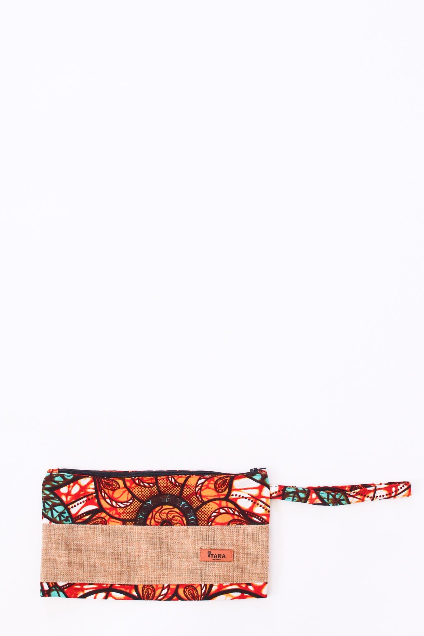 Canvas + Kitenge Wristlet, Maple