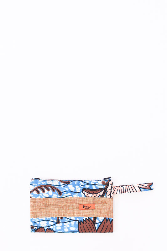 Canvas + Kitenge Mini Wristlet, Wildflower