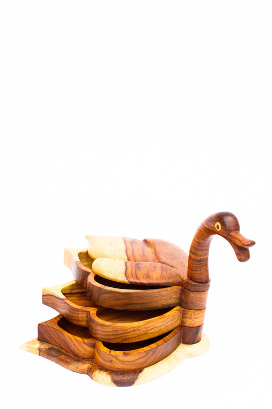 Sheesham Wood Duck Box, Trio Compartment