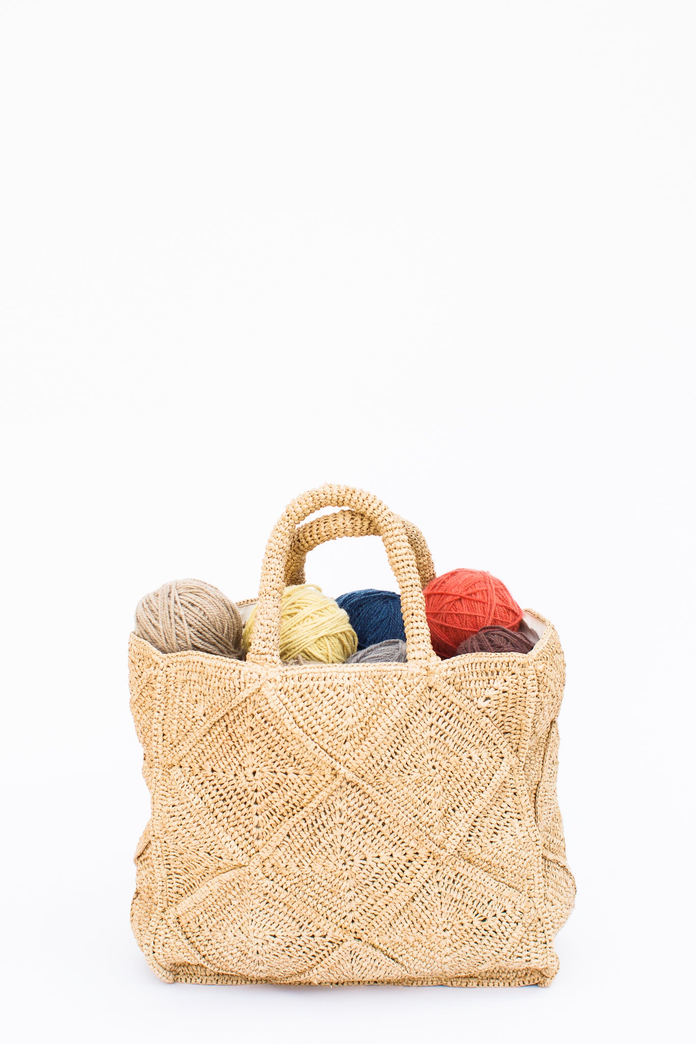 Tea-stained Raffia Tote Bag