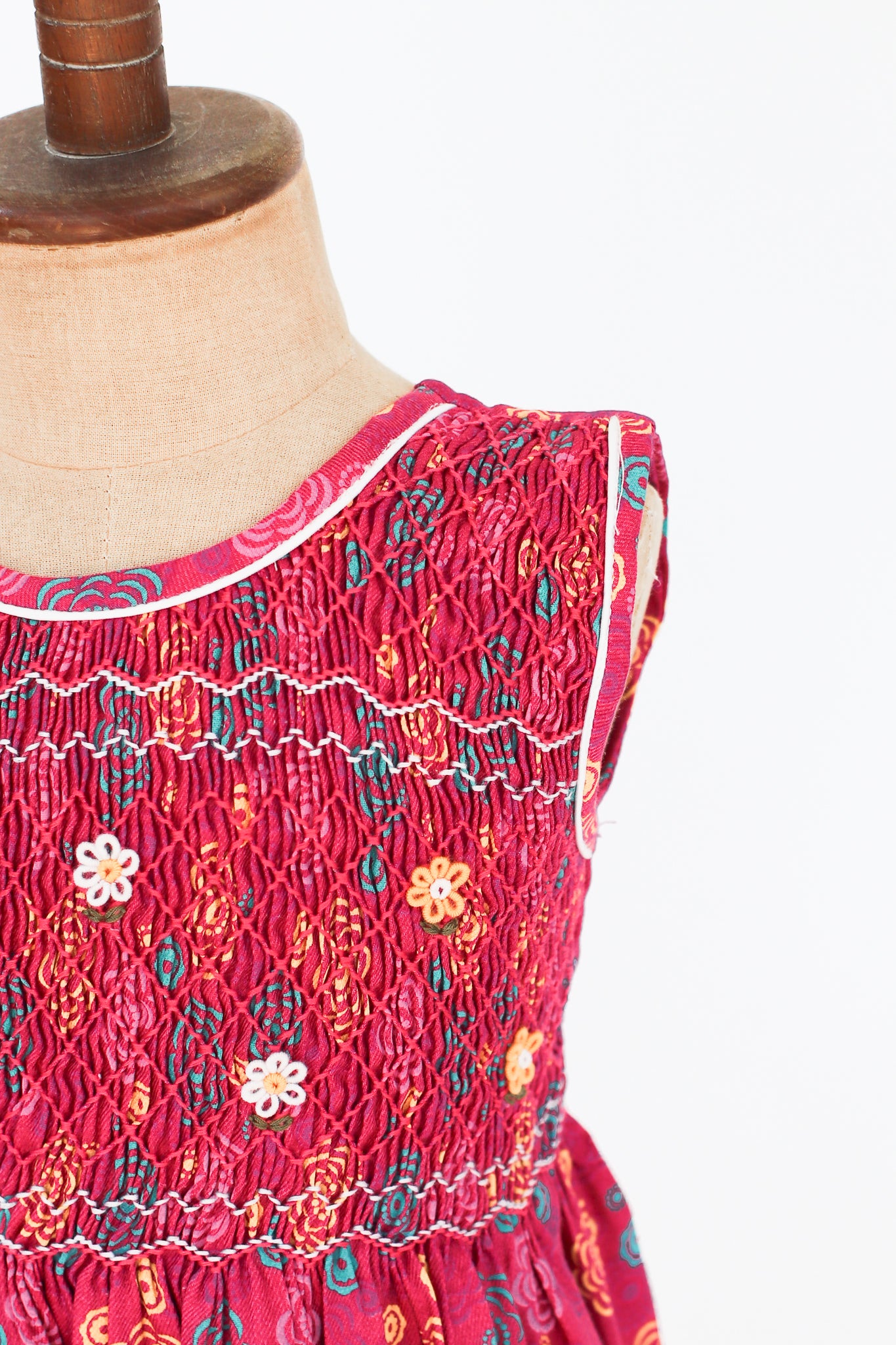 Hand-Smocked Dress, Pomegranate Floral