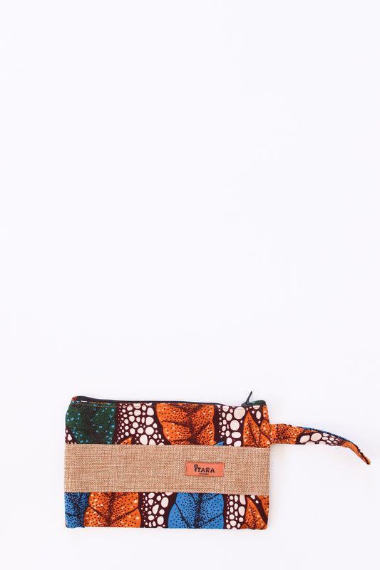 Canvas + Kitenge Mini Wristlet, Autumn Jewel