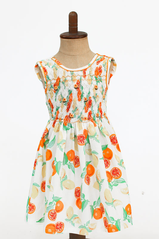 Hand-Smocked Dress, Citrus