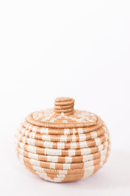 Lidded Basket, Bisque + Natural