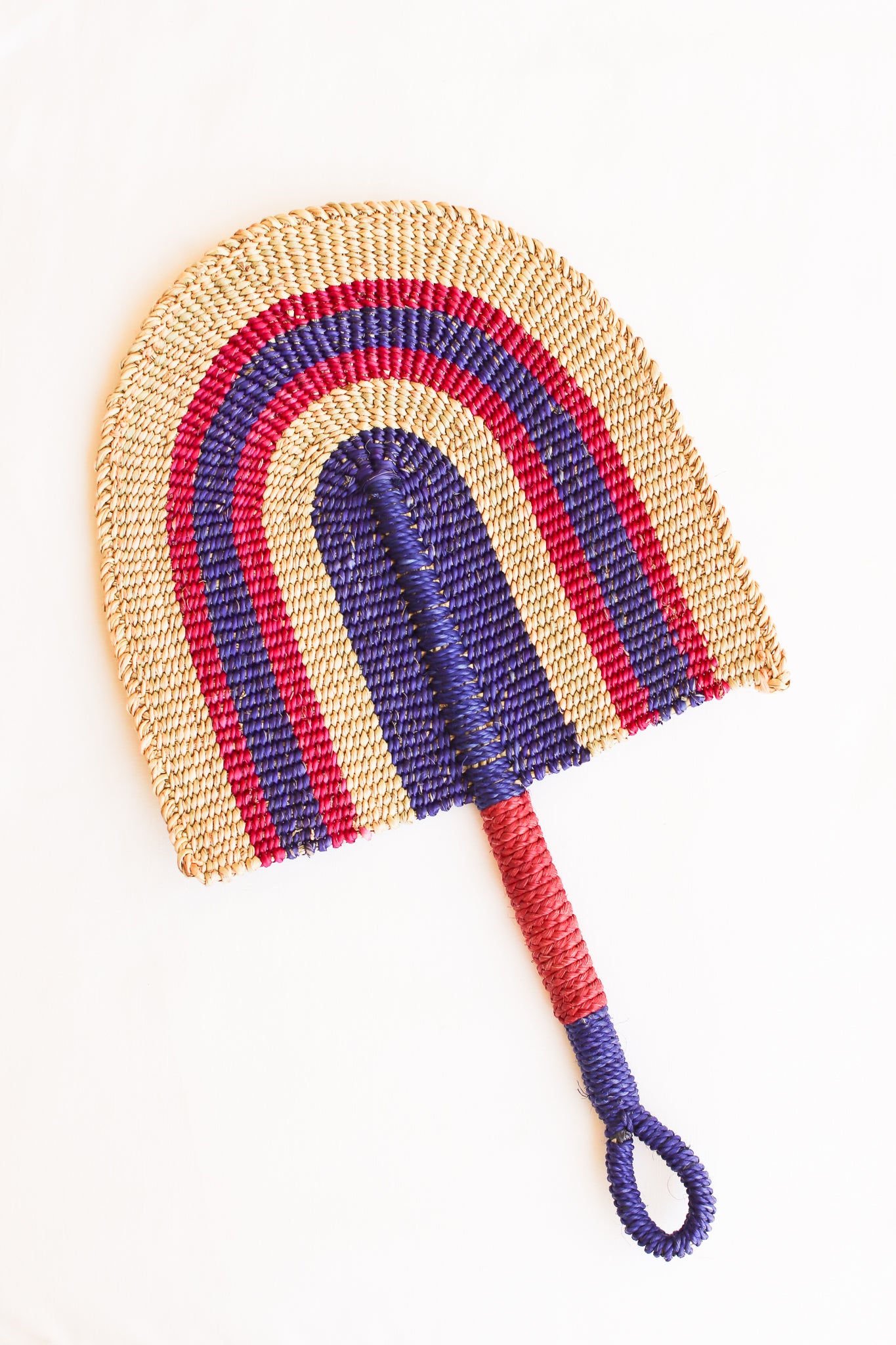 Woven Fan, Natural and Jewel Tones