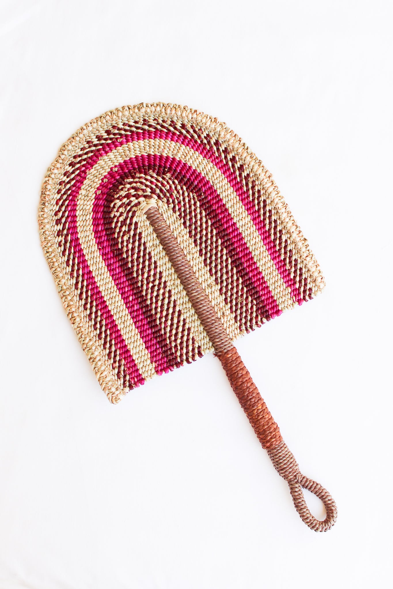 Woven Fan, Magenta and Chartreuse