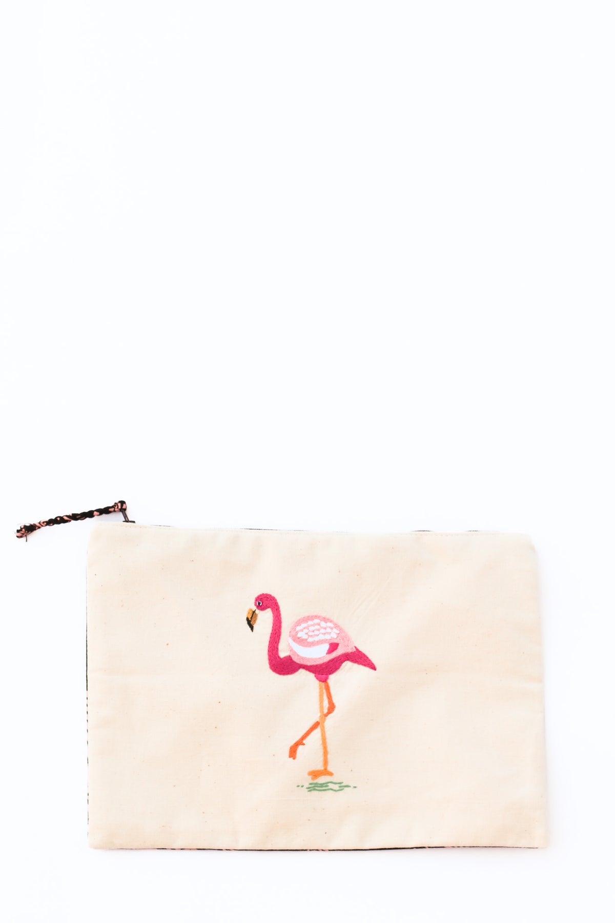 Embroidered Flamingo Pouch, Shooting Stars