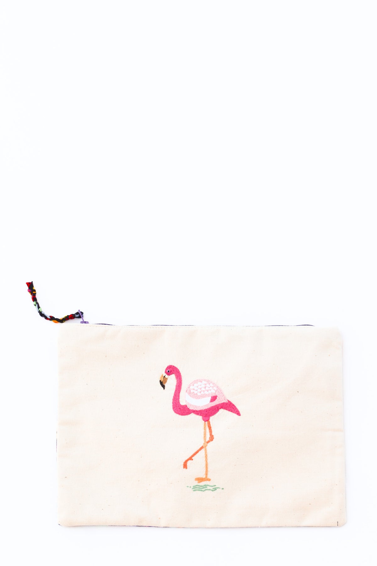 Embroidered Flamingo Pouch, Eclectic