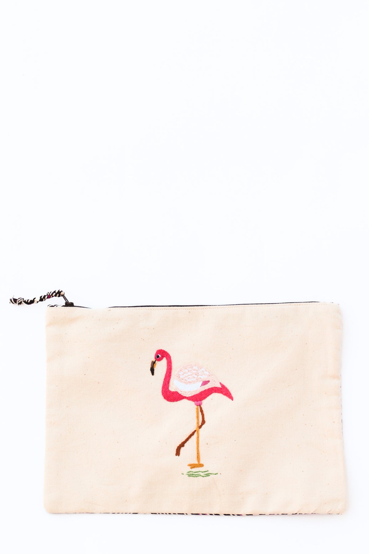 Embroidered Flamingo Pouch, Dizzy