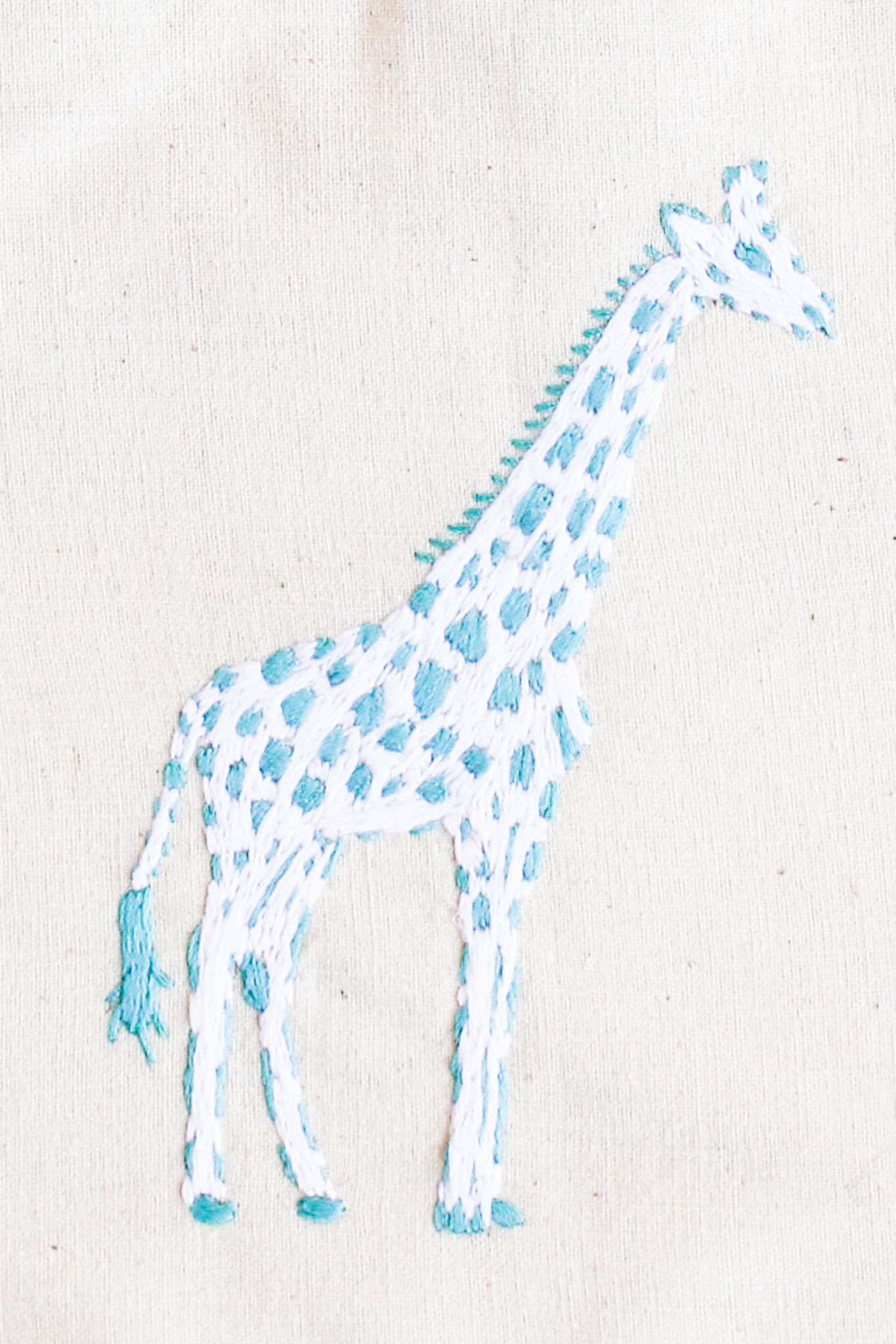 Embroidered Giraffe Pouch, Turquoise