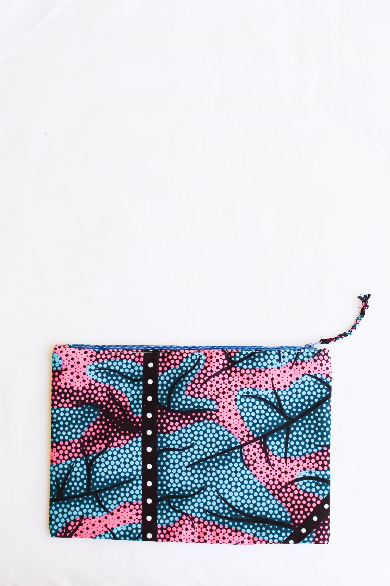 Embroidered Zebra Pouch, Turquoise
