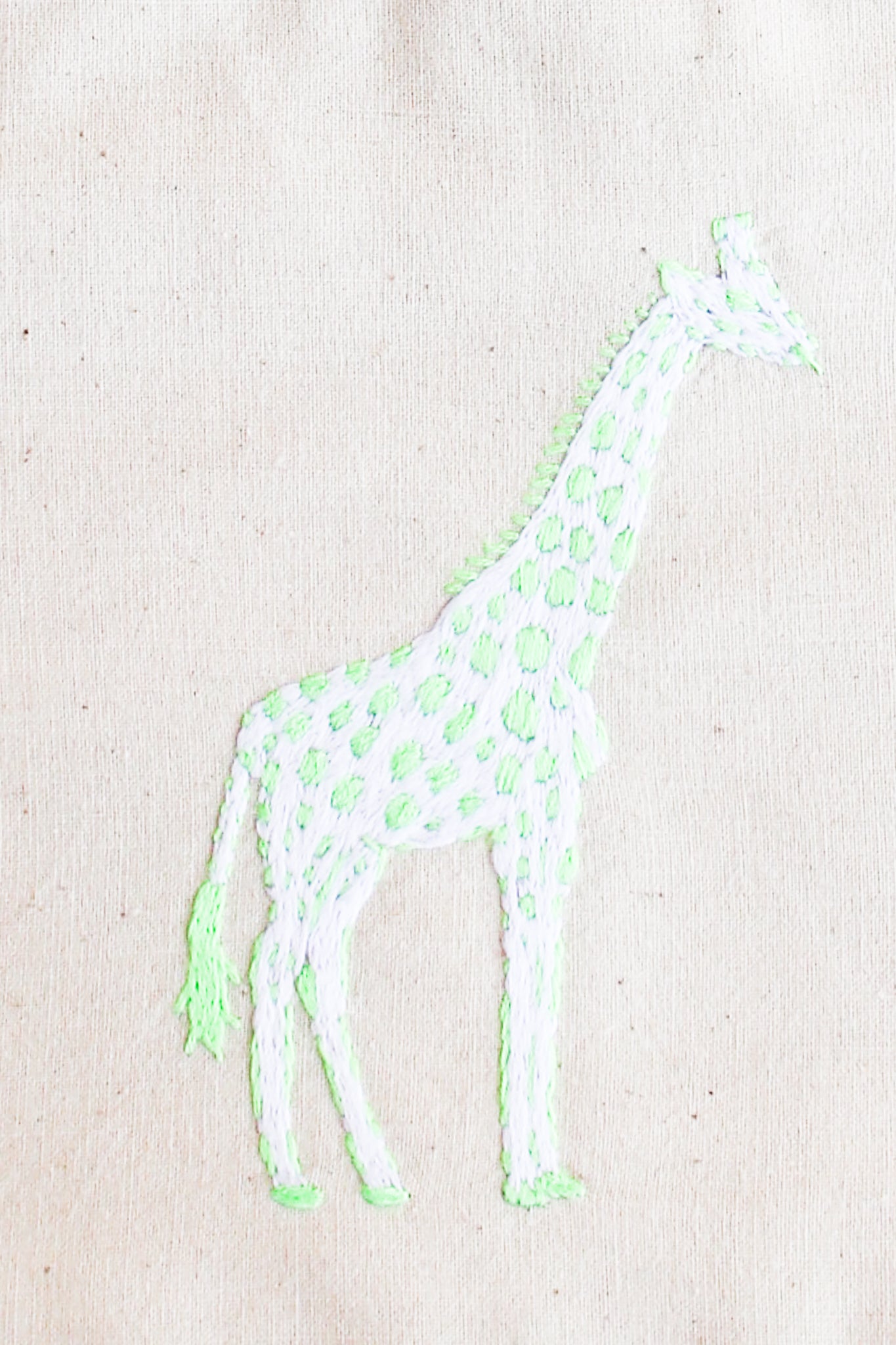 Embroidered Giraffe Pouch, Pistachio