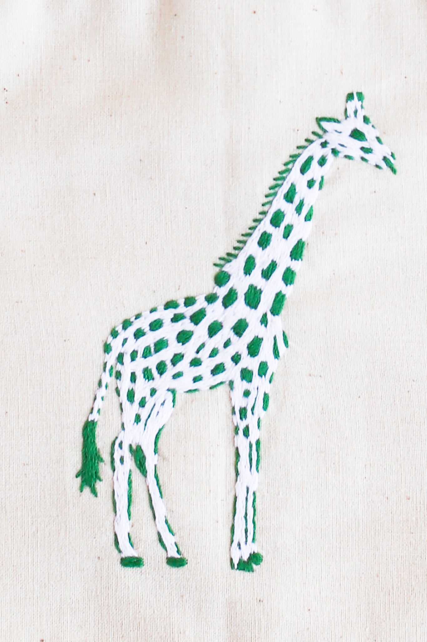 Embroidered Giraffe Pouch, Emerald