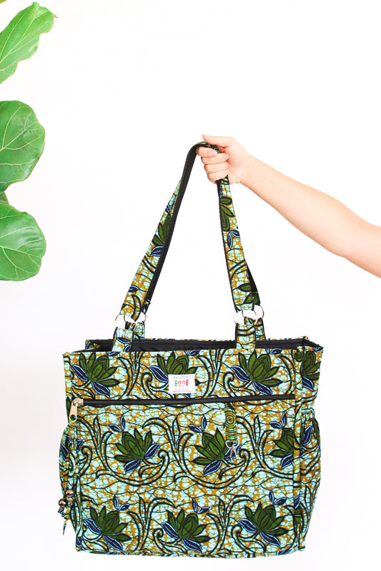 Wax Print Tote, Water Lily
