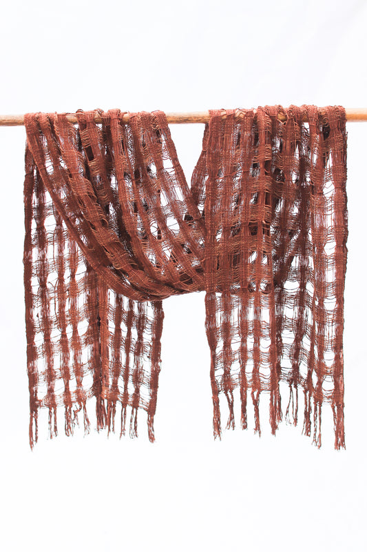 Wild Silk Chunky Open-Weave Scarf, Mushroom