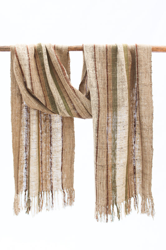 Wild Silk Scarf, Natural + Sun Bleached + Mushroom + Psaidia Leaves