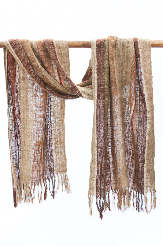 Wild Silk Scarf, Turmeric + Mushroom + Nato Bark + Natural + Psiadia Leaves