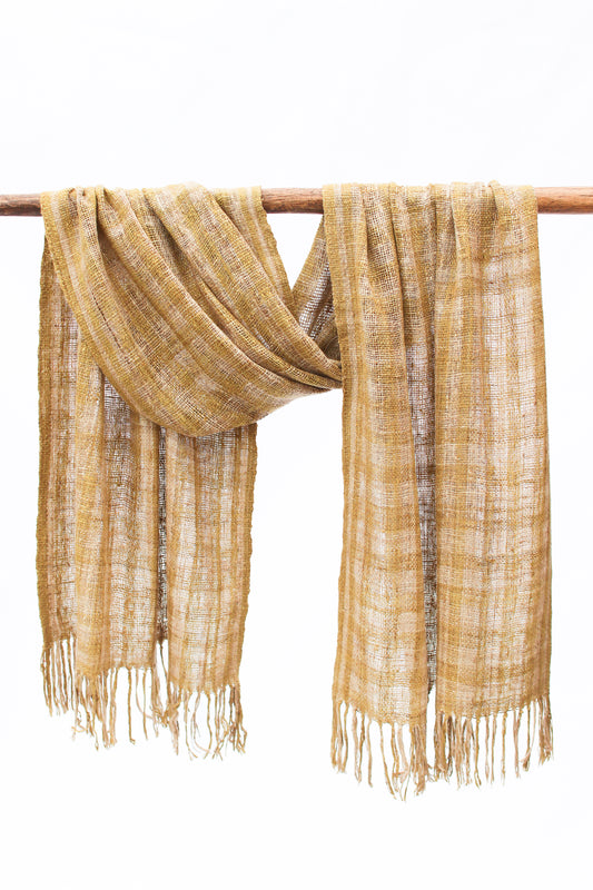 Wild Silk Scarf, Natural + Passion Fruit Plaid