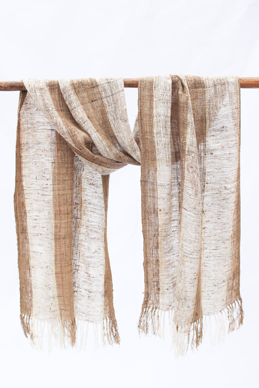 Wild Silk Scarf, Natural + Sun Bleached Stripe