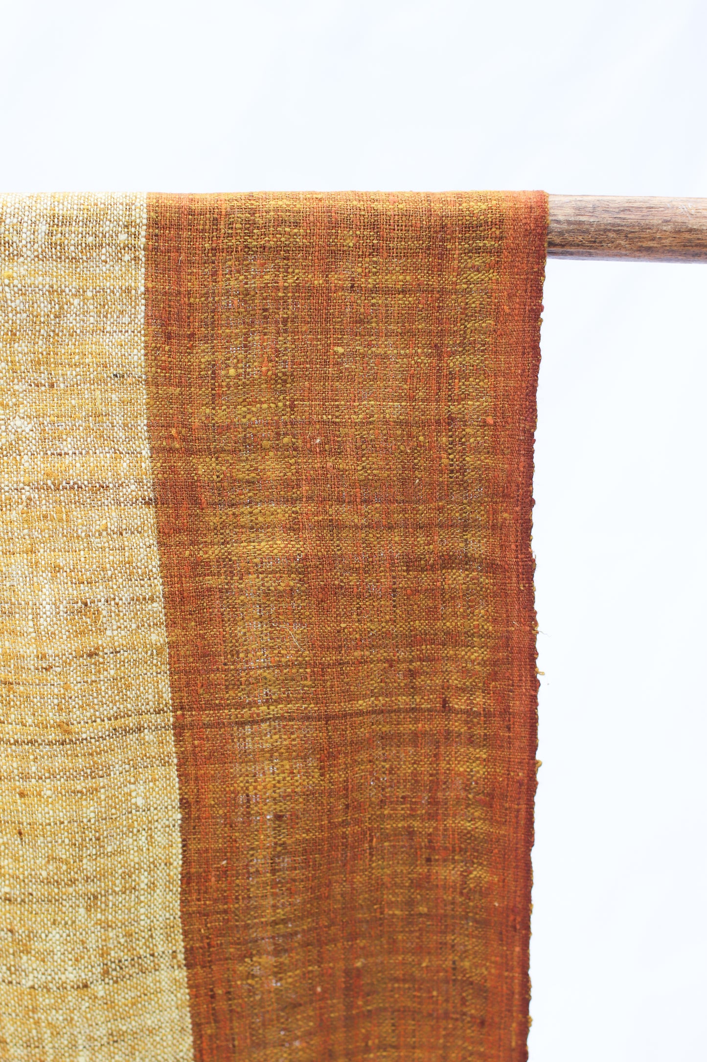 Wild Silk Scarf, Turmeric + Nato Bark + Passion Fruit Stripe