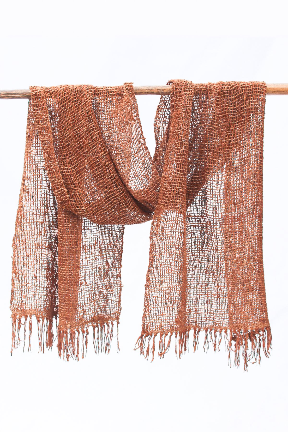 Wild Silk Scarf, Chunky, Nato Bark + Turmeric