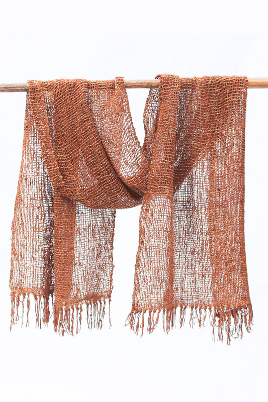 Wild Silk Scarf, Chunky, Nato Bark + Turmeric