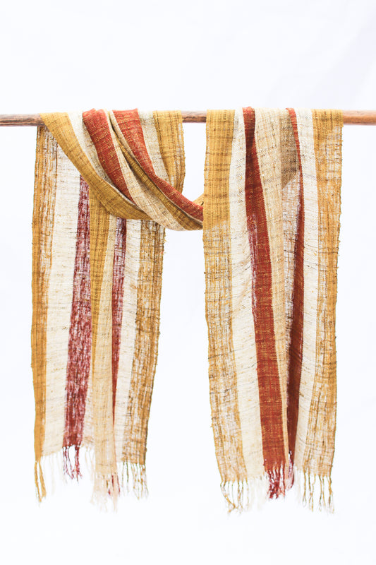 Wild Silk Scarf, Passion Fruit + Sun Bleached + Nato Bark Stripe