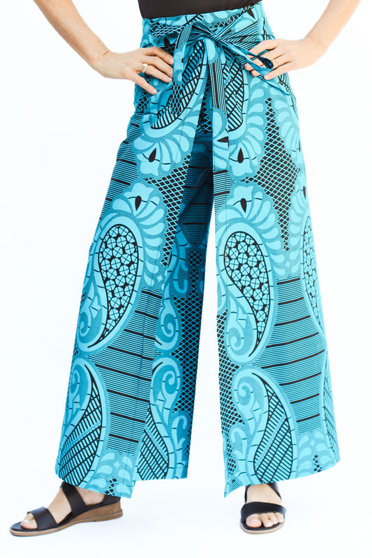 Mupenzi Wrap Pant, Paisley Azure