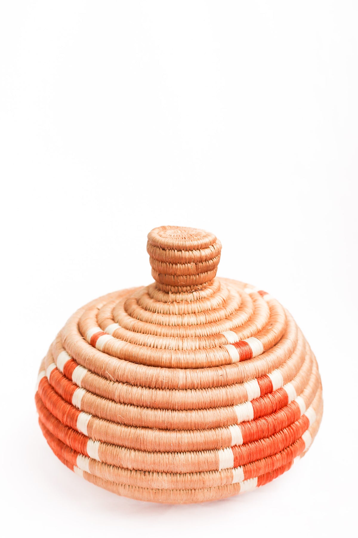 Lidded Basket, Bisque + Persimmon