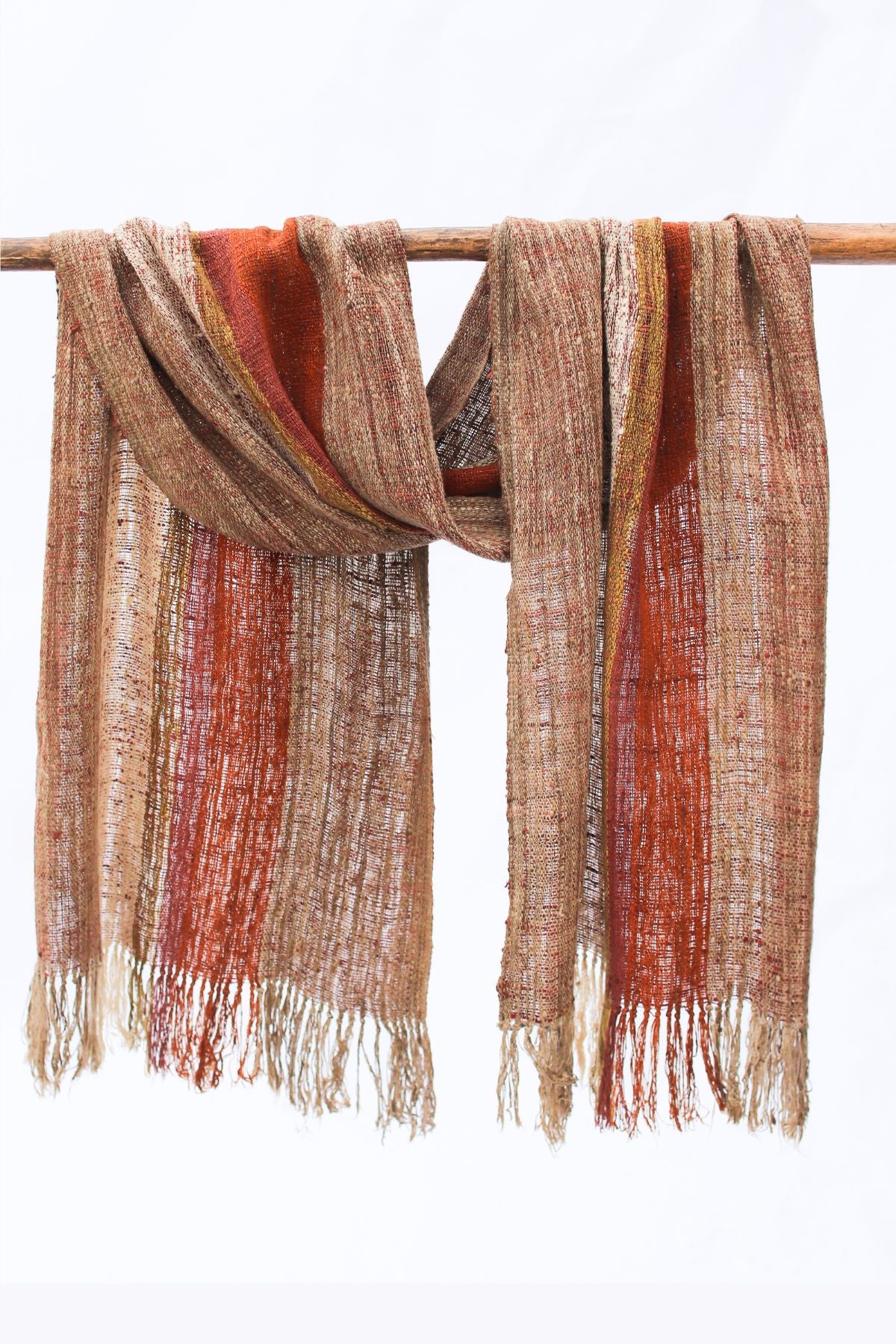 Wild Silk Scarf, Natural + Mushroom + Turmeric + Nato Bark + Sun Bleached