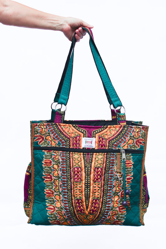 Wax Print Tote, Mardi Gras Dashiki