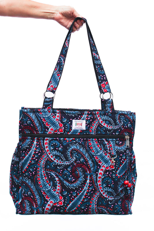 Wax Print Tote, Night Paisley
