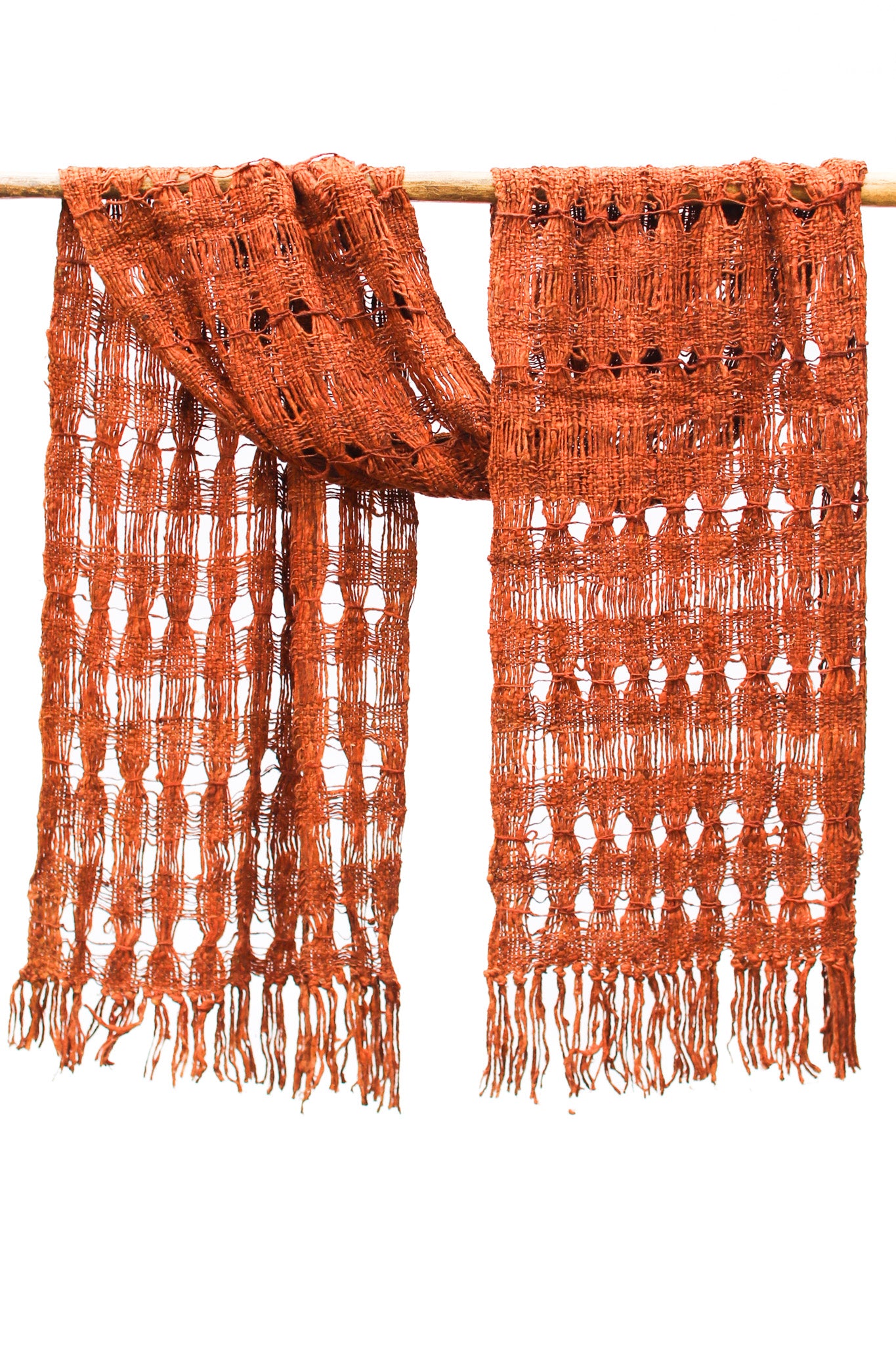 Wild Silk Chunky Open-Weave Scarf, Nato Bark + Turmeric