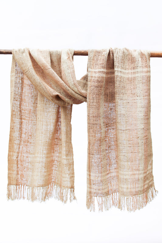 Wild Silk Scarf, Natural + Sun Bleached + Nato Bark Blush Plaid