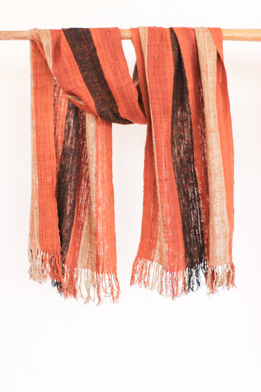 Wild Silk Scarf Turmeric + Natural + Black Mud, Medium