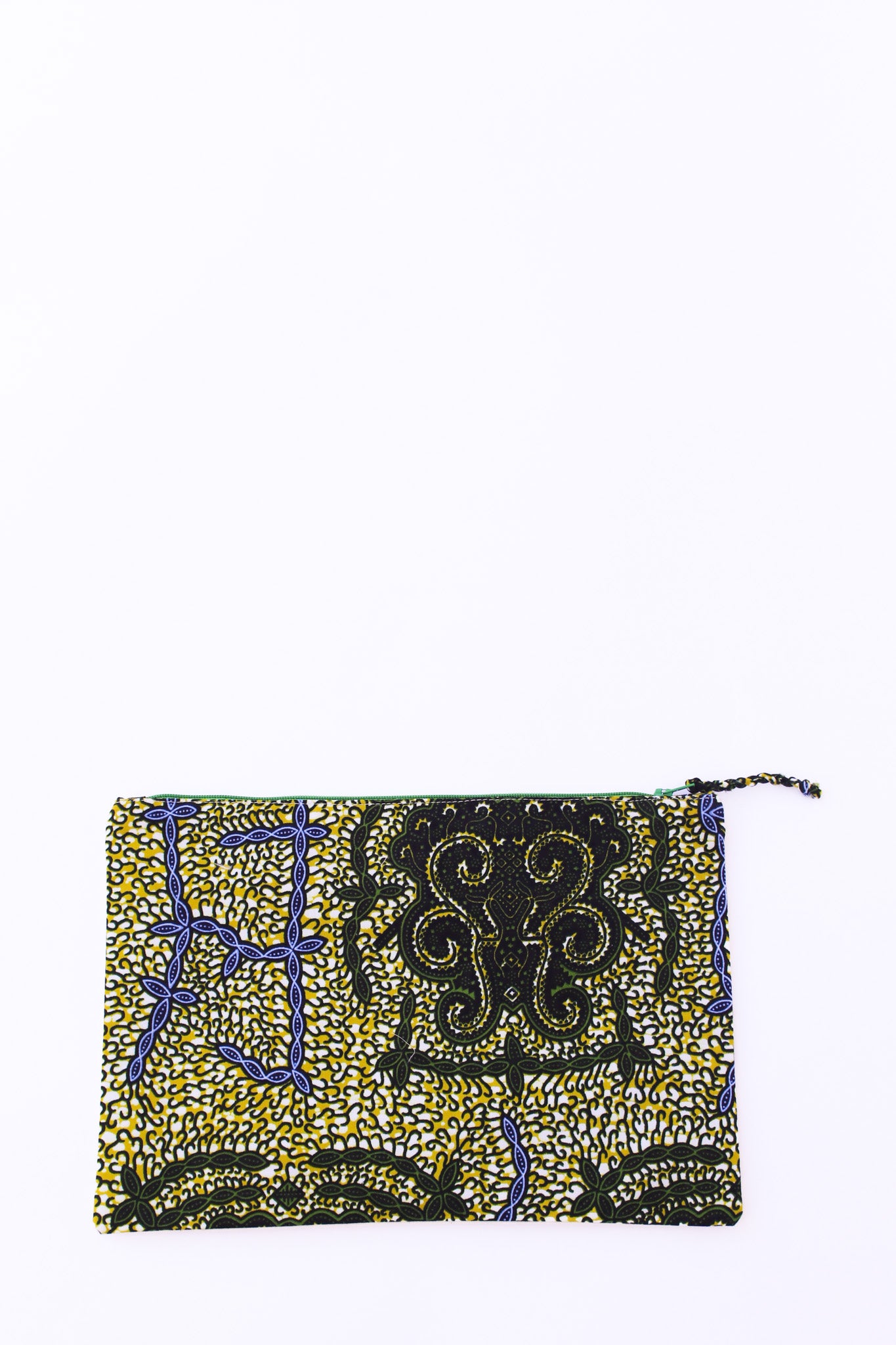 Embroidered Zebra Pouch, Avocado