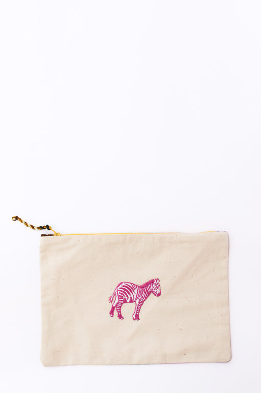 Embroidered Zebra Pouch, Violet