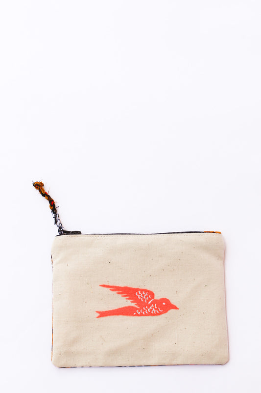 Embroidered Swallow Pouch, Neon