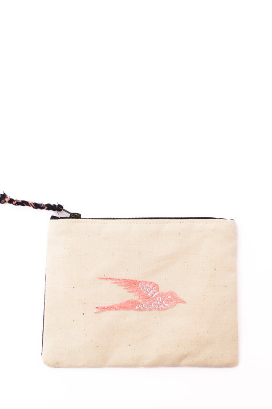 Embroidered Swallow Pouch, Powder