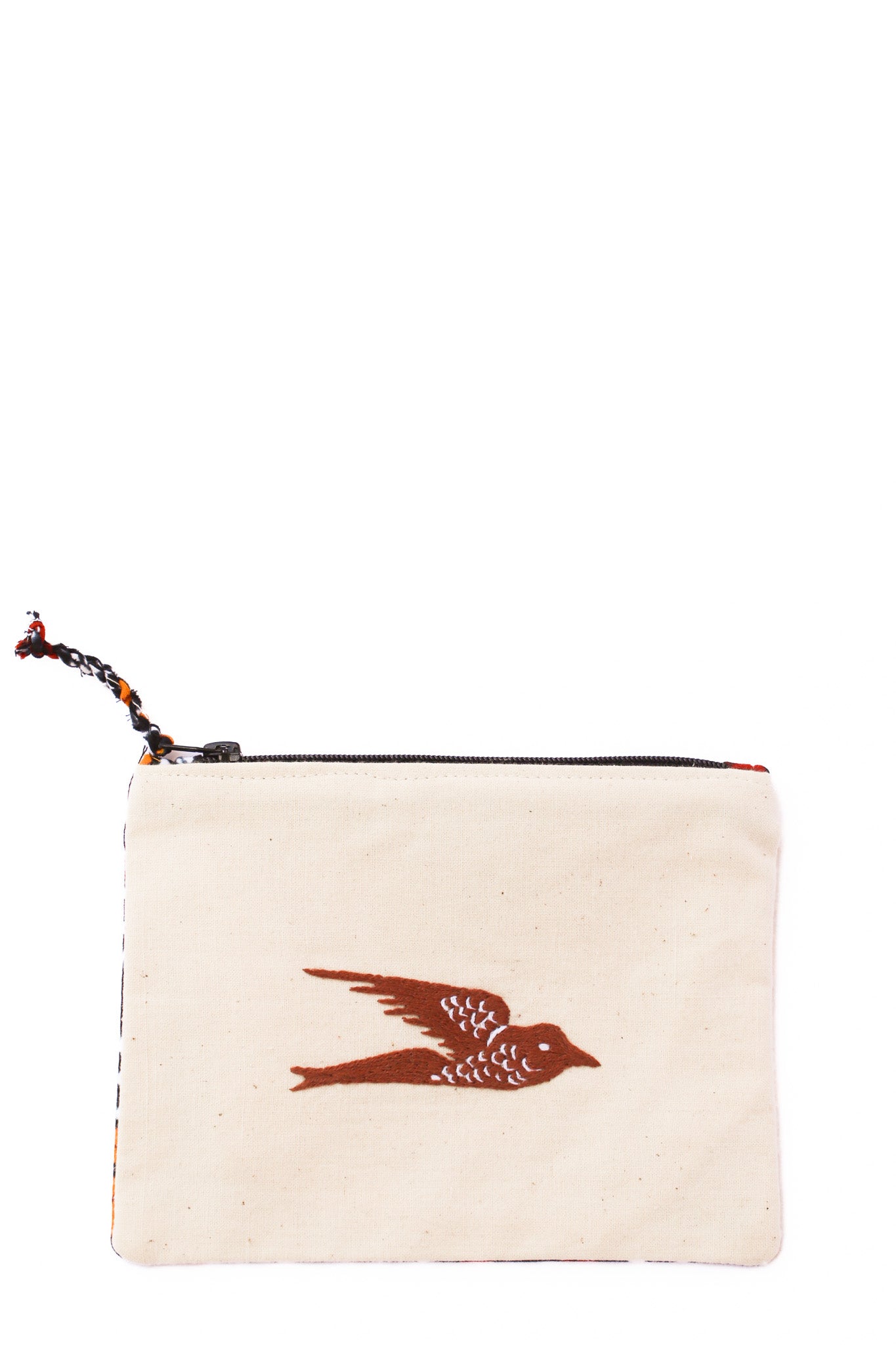 Embroidered Swallow Pouch, Cocoa