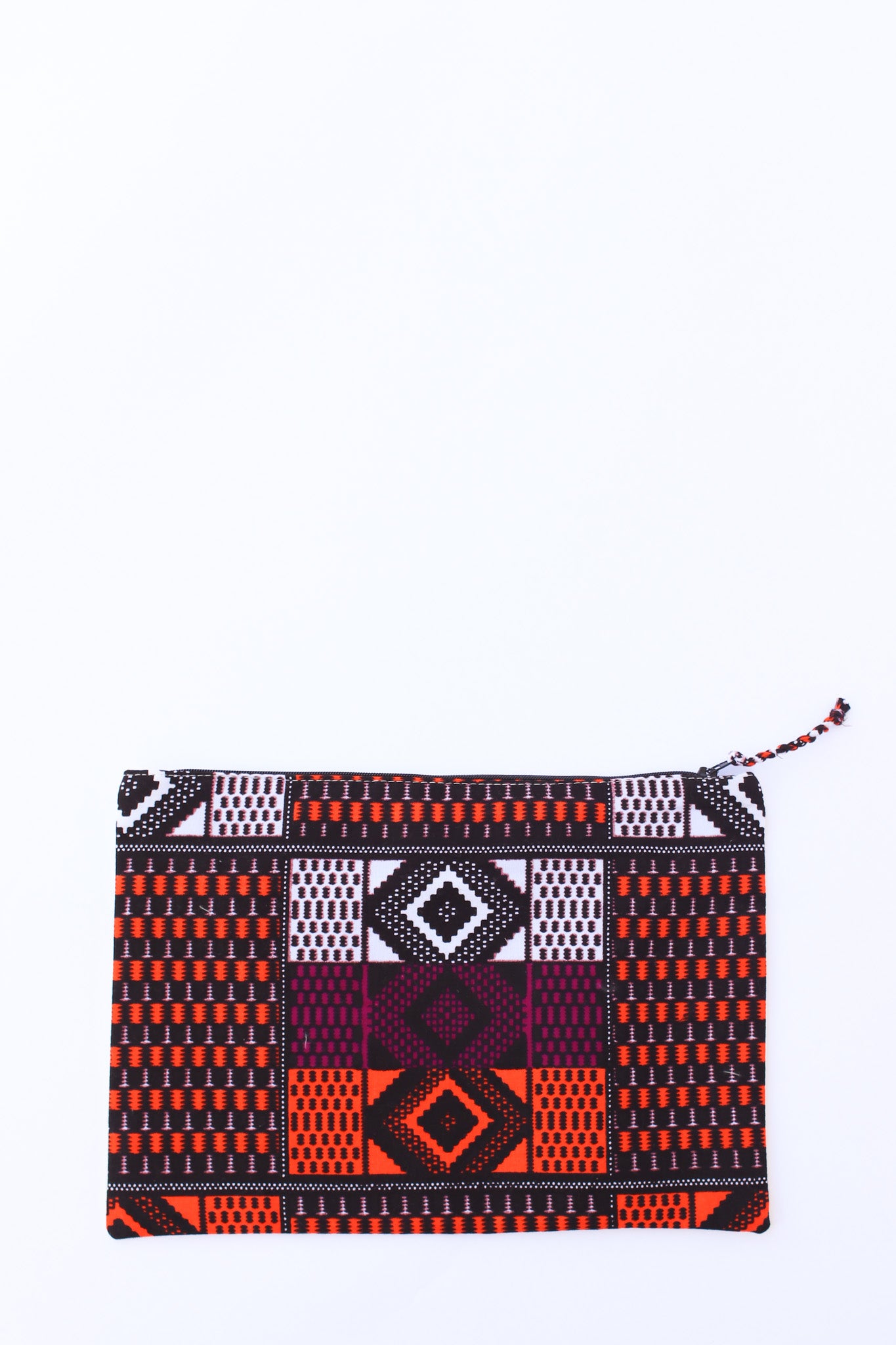Embroidered Zebra Pouch, Tangerine