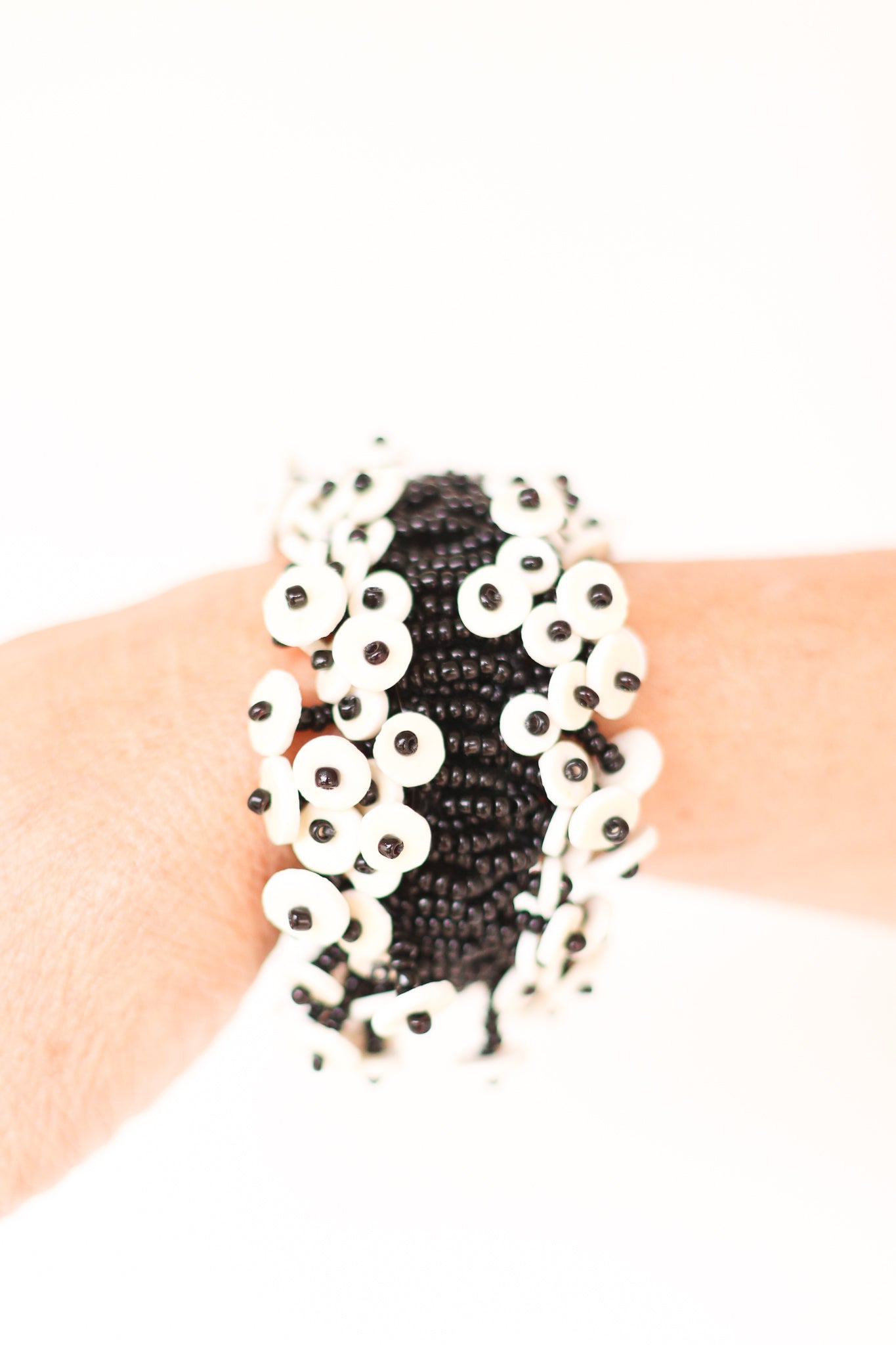 Ostrich Eggshell Skoonheid Bubble Bracelet, Black