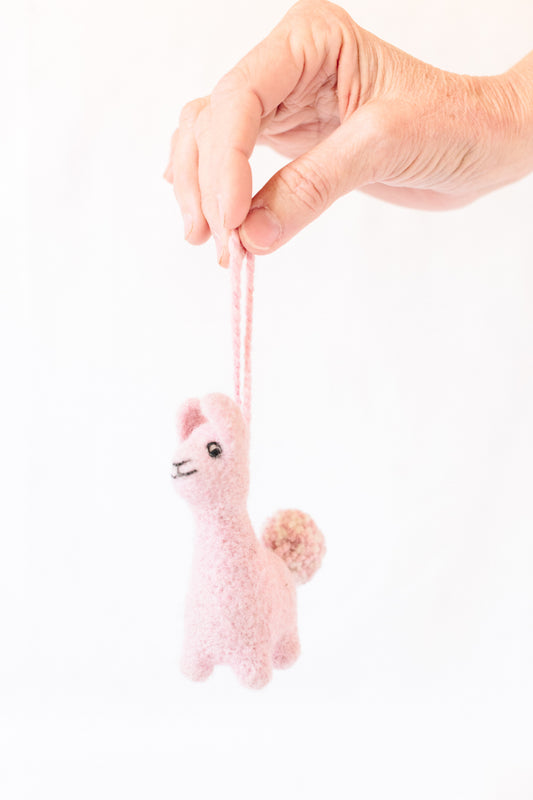 Lucy Llama Ornament, Cochineal