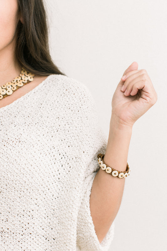Ostrich Eggshell Single-Row Skoonheid Bracelet, Copper
