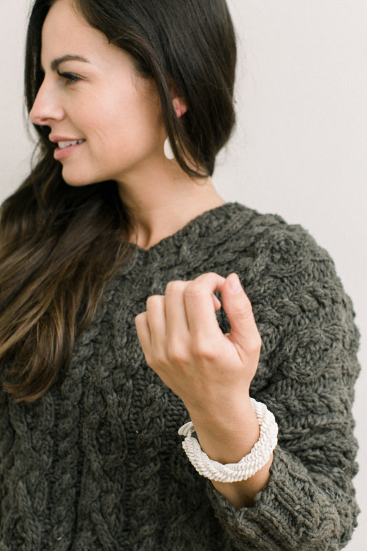 Ostrich Eggshell Namibian Roll Bracelet, Natural