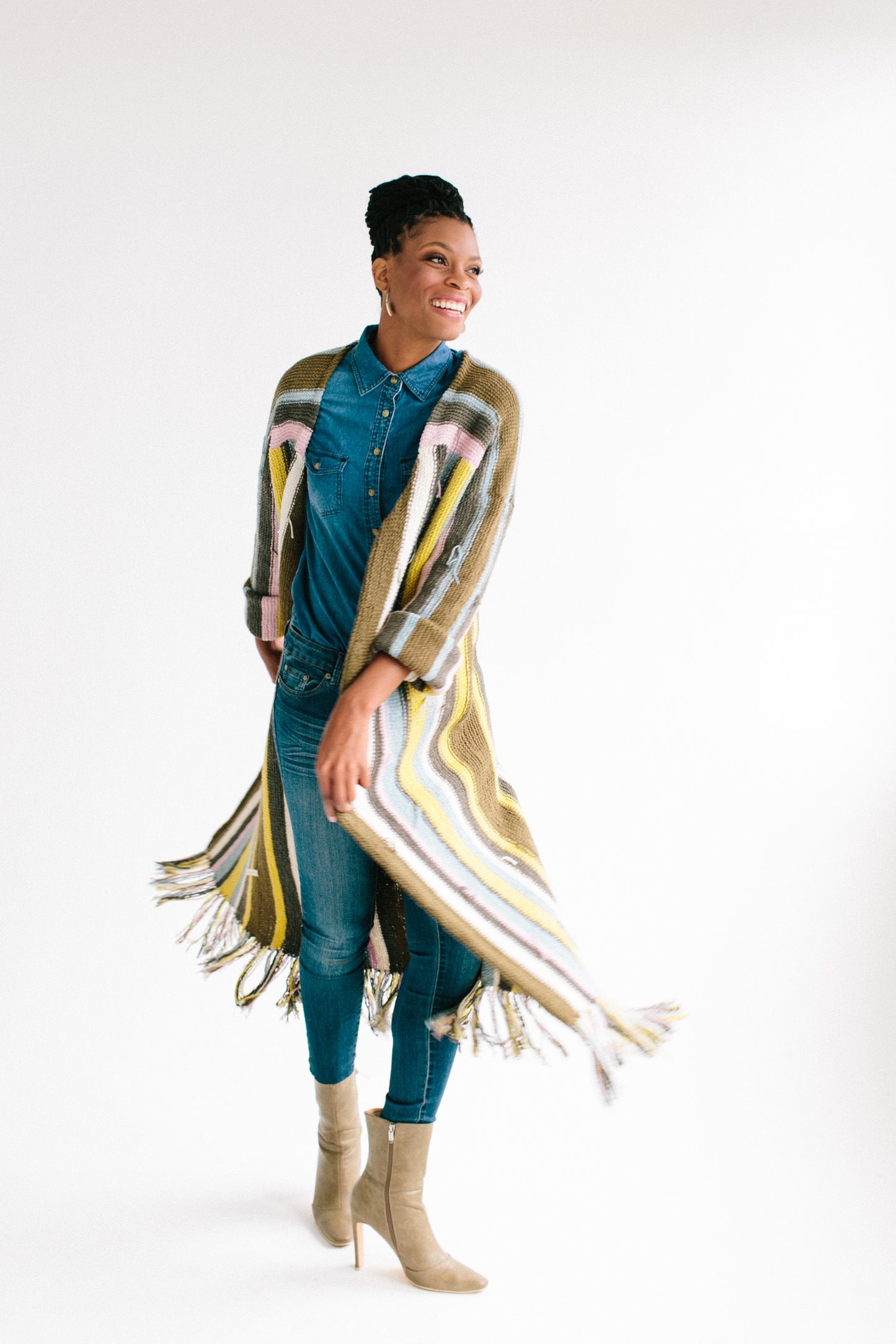 Moise Striped Cardigan, Ethiopian Cotton